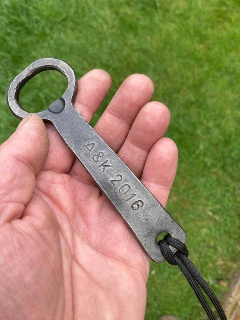 Hand Forged, Personalised, Anniversary, Birthday, Stocking Filler, Groom Gift, Bottle Opener image 2