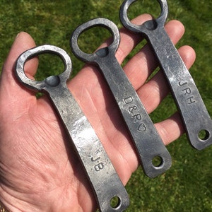 Hand Forged, Personalised, Anniversary, Birthday, Stocking Filler, Groom Gift, Bottle Opener image 1