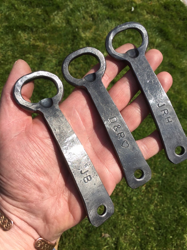 Hand Forged, Personalised, Anniversary, Birthday, Stocking Filler, Groom Gift, Bottle Opener image 1