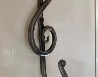 Blacksmith Made, Hand Forged, Treble Clef, Wall, Door Hook, Music Decor, Modern Rustic,