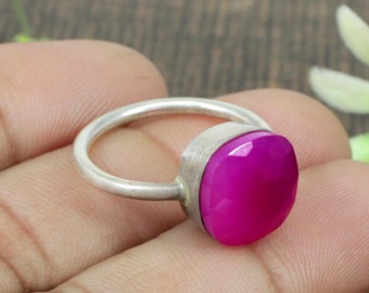 Statement Ring, Fuchsia Ring, Chalcedony Ring, 925 Sterling Silver Ring, Stone Ring, Bridesmaid Ring, Promise Ring, Gift for Her