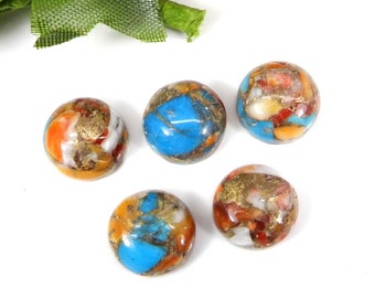 Mohave Copper Oyster Turquoise 12X12 MM Round Shape Flat Back Loose Gemstone Cabochon 5 Pcs Lot At Wholesale Price,For Making Jewlery,Craft