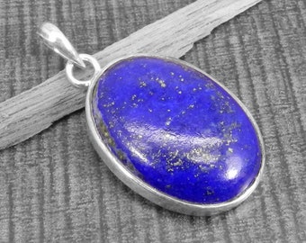 925 Sterling Silver Blue Lapis Gemstone Pendant Jewelry