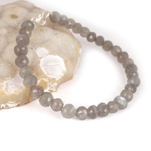 Gray Moonstone Gemstone Bracelet 925 Silver Bracelet Jewelry - Etsy
