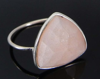 Peach Moonstone Ring, 925 Sterling Silver Ring, Birthstone Ring, Gemstone Ring Jewelry, Handmade Silver Ring, Moonstone Ring, Statement Ring