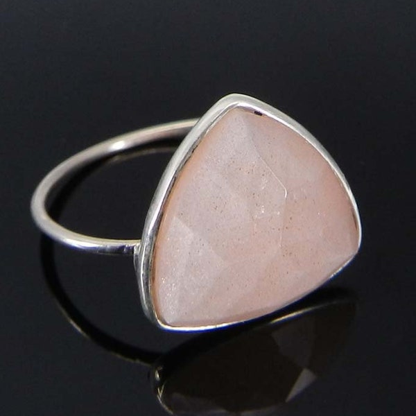 Peach Moonstone Ring, 925 Sterling Silver Ring, Birthstone Ring, Gemstone Ring Jewelry, Handmade Silver Ring, Moonstone Ring, Statement Ring