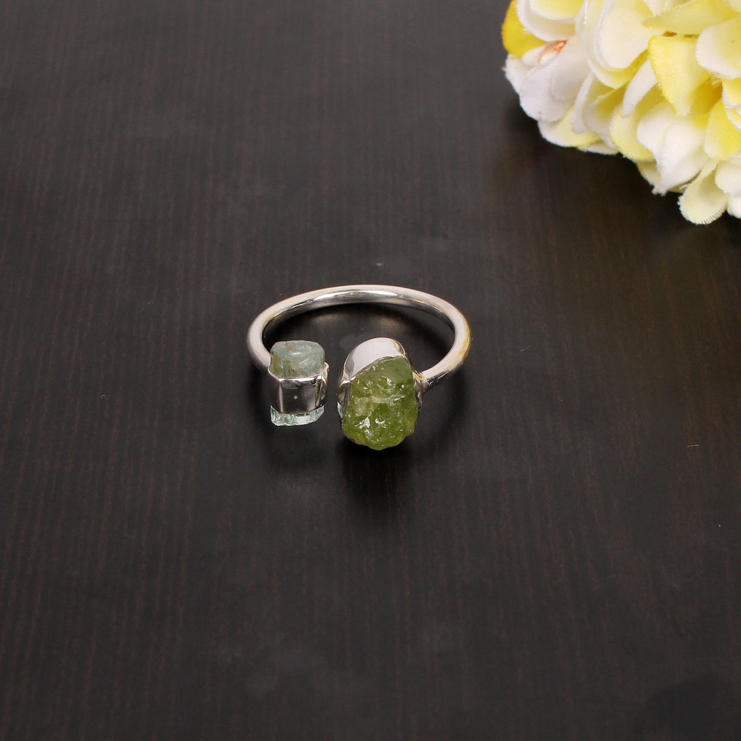 Multi Gemstone Stacking Ring for Her Mid Century Modern Ring - Etsy