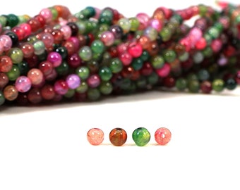 Jewelry Making Round Smooth Beads - Multi Agate Beads - 15 INCH Drilled Strand