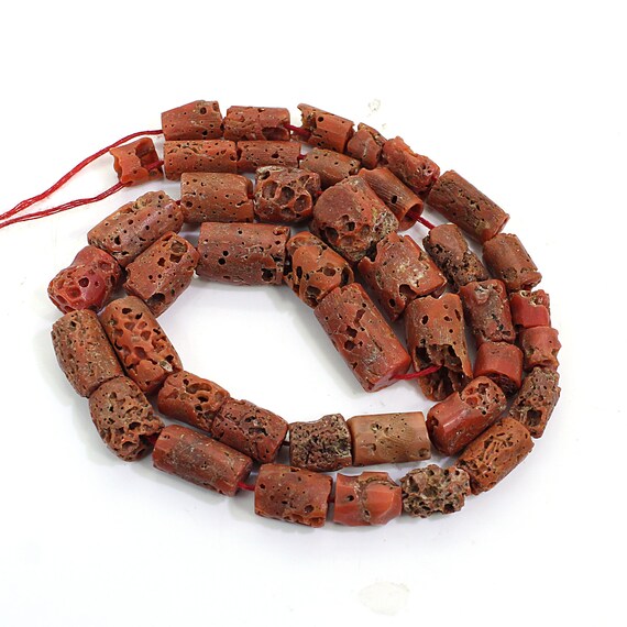 Natural Sponge Coral Beads Tube Beads Genuine Gemstone Etsy