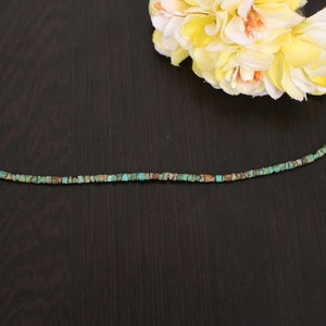 Precious Tibetan Turquoise Dainty Bracelet, Green Beaded Bracelet, 925 Sterling Silver Jewelry, Engagement Gift, Bracelet For Sister image 4