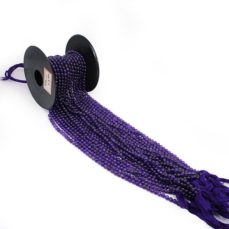 13 INCH Strand Round Smooth Beads For Jewelry Making Natural Amethyst Semi Precious Stone Beads