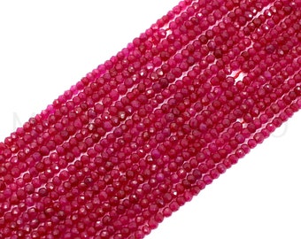 Indian Ruby Rondelle Faceted Beads - 13 INCH Beads Strand - Semi Precious - Artigianato - Gioielli - Forniture per gioielli - Perline Ruby