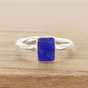 Lapis Lazuli Ring - 925 Sterling Silver Ring - Gemstone Ring - Handmade Ring - Twisted Band Ring - Stackable Ring - Anniversary Gift