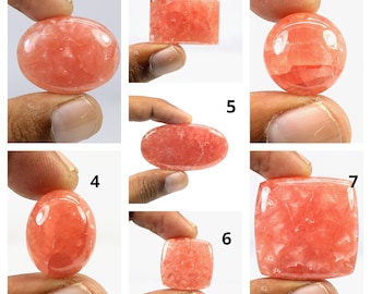 Natural Fiery Pink Rose Rhodochrosite Stones - Cabochon Gemstones For Jewelry Making