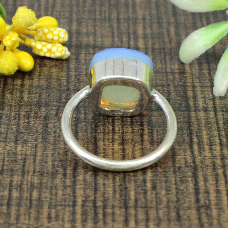 Solid Ring Statement Ring Stone Ring 925 Silver Ring 925 Sterling Silver Ring Opalite Hydro Ring Quartz Ring Silver Jewelry