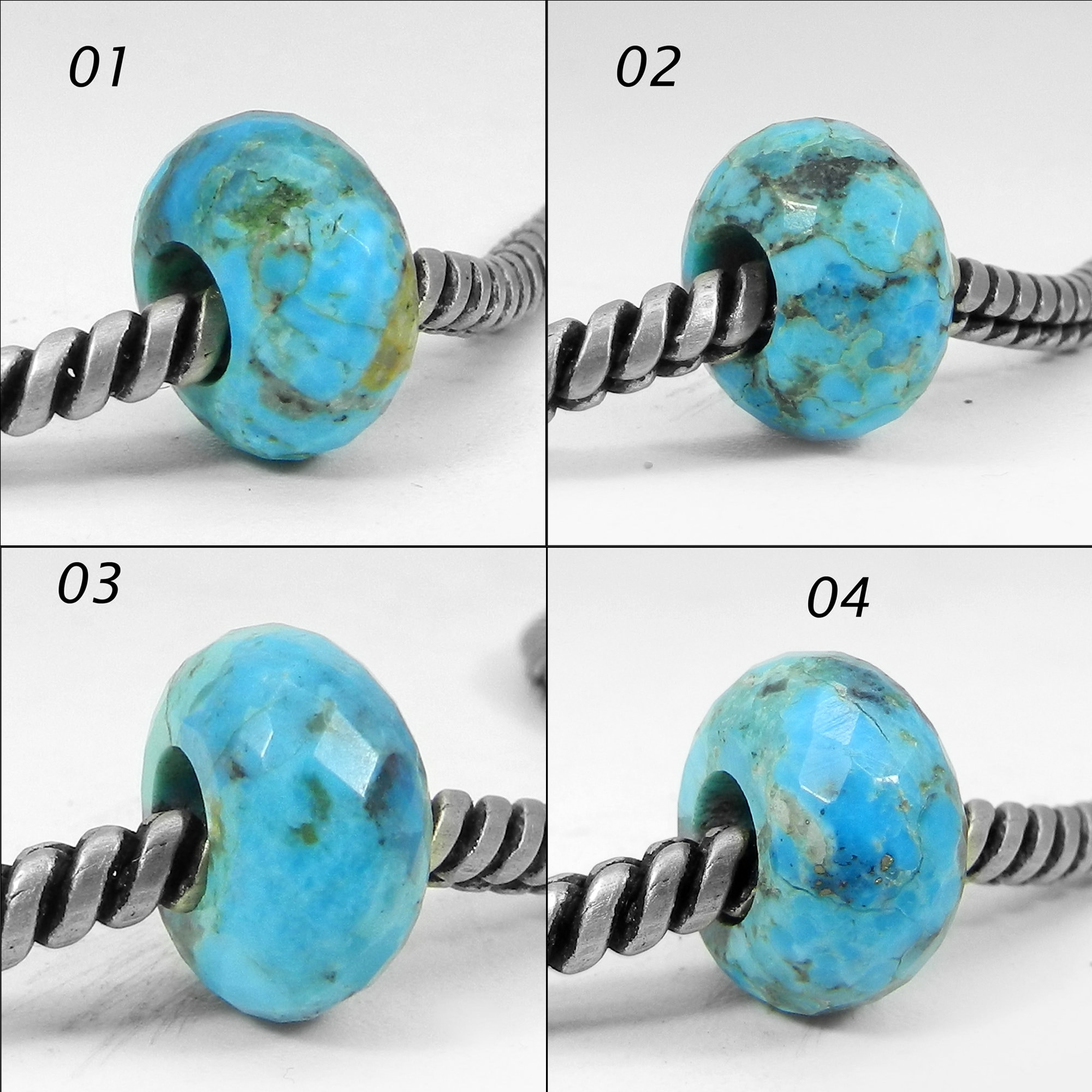 10Pcs Blue Color Turquoise Stone 14x8mm European 5mm Large Hole Beads Slide  Charms Fit Pandora Bracelet Jewelry Making Crafts