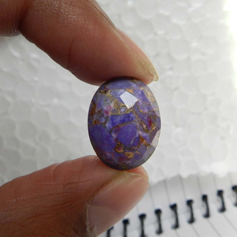 Mohave Copper Purple Turquoise 6x8mm to 20x30mm Oval Checker Cut Flat Back Calibrated Loose Gemstone for Jewelry Making 1pcs