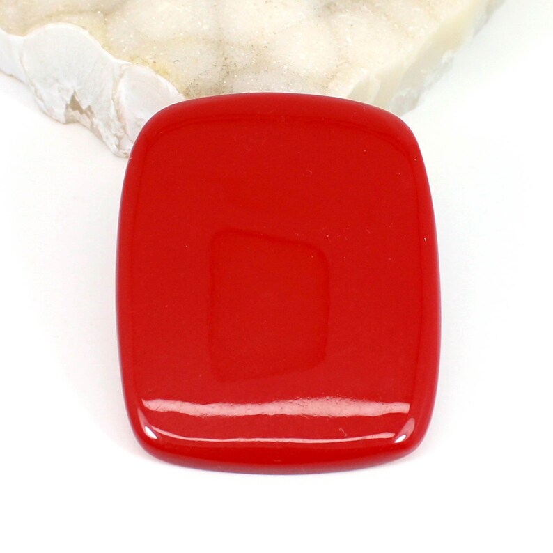 51x39mm Big Size Rectangle Cushion Cabochon High Polished Loose Gemstone For Jewelry Making Red Coral Lab Created