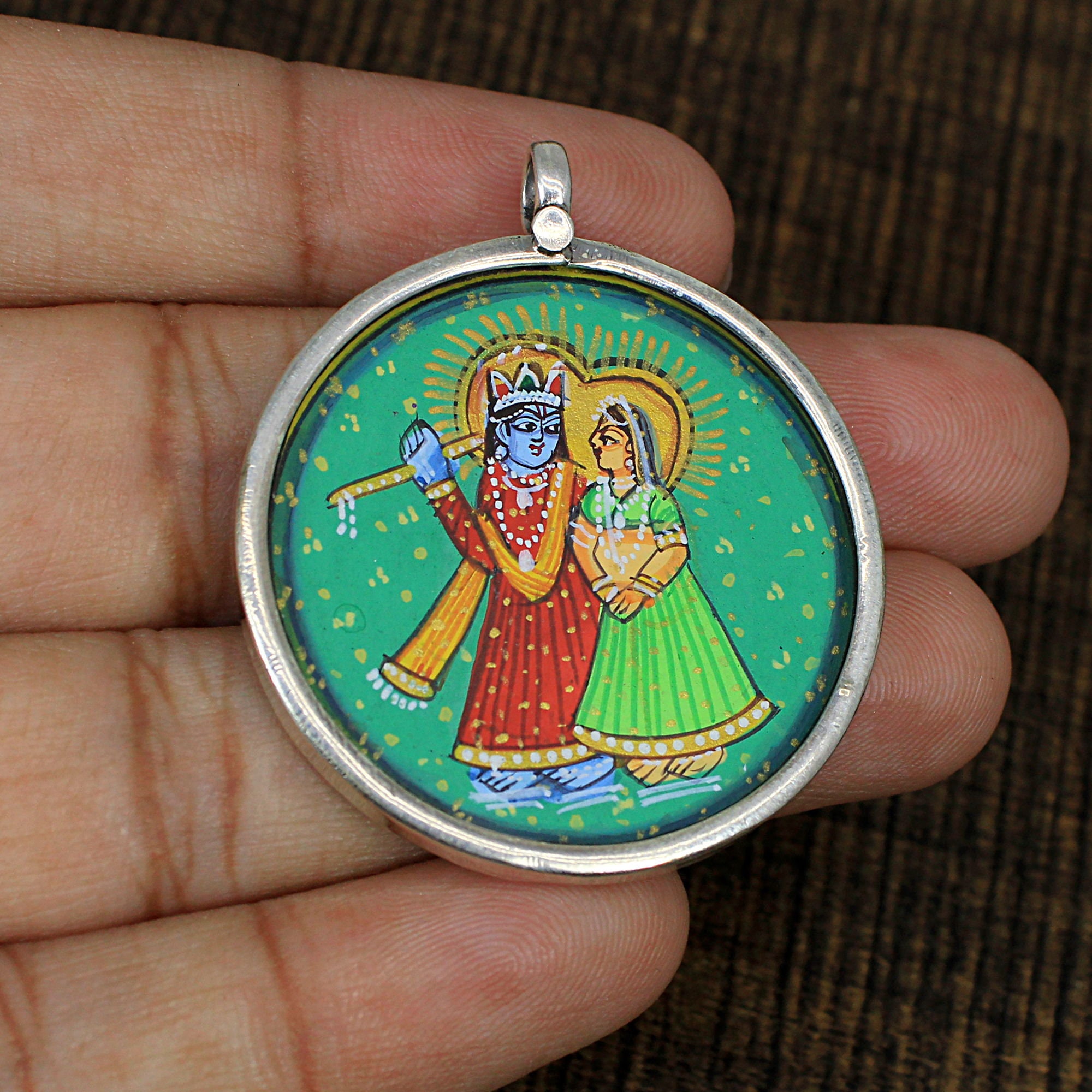 Radha Krishna Pendant925 Sterling SilverTemple JewelryHand Etsy