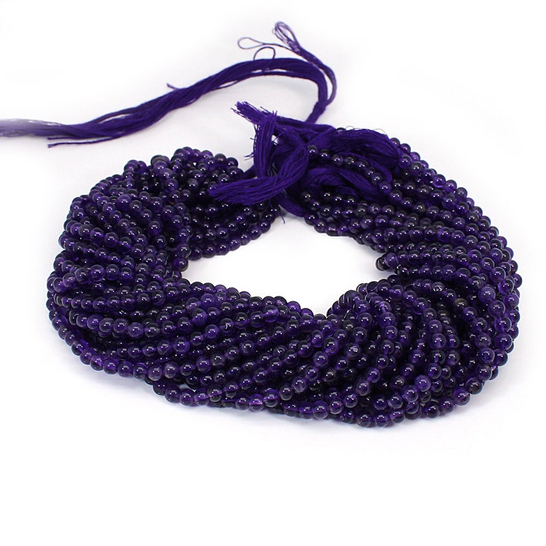 13 INCH Strand Round Smooth Beads For Jewelry Making Natural Amethyst Semi Precious Stone Beads