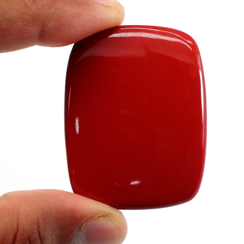 51x39mm Big Size Rectangle Cushion Cabochon High Polished Loose Gemstone For Jewelry Making Red Coral Lab Created