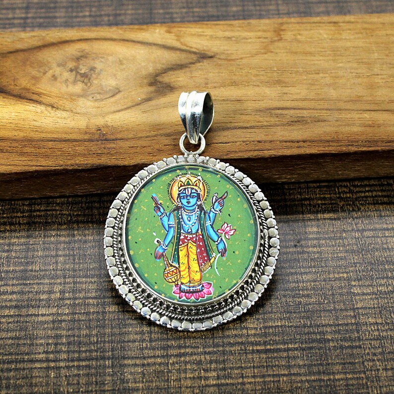 Lord Vishnu Temple Jewelry Pendant 925 Sterling Silver Etsy