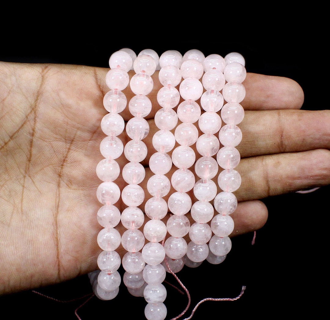 Pink Rose Quartz Beads, Jewelry Making Beads, Round Ball Bead, Natural Rose Quartz Beaded