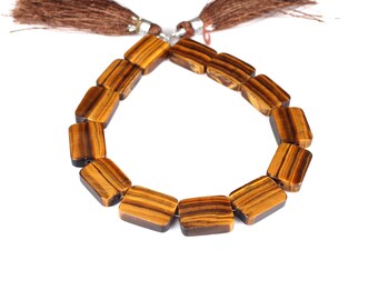 Center Drilled Tiger Eye Gemstone Beads - Tiger Eye Gemstone - Healing Gemstone - Making Necklace- Rectangle Beaded Stone - Handmade Jewelry