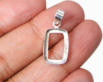 925 sterling silver rectangle cushion 6x4mm to 25x18mm stone bezel cup metal casting for pendant collet setting