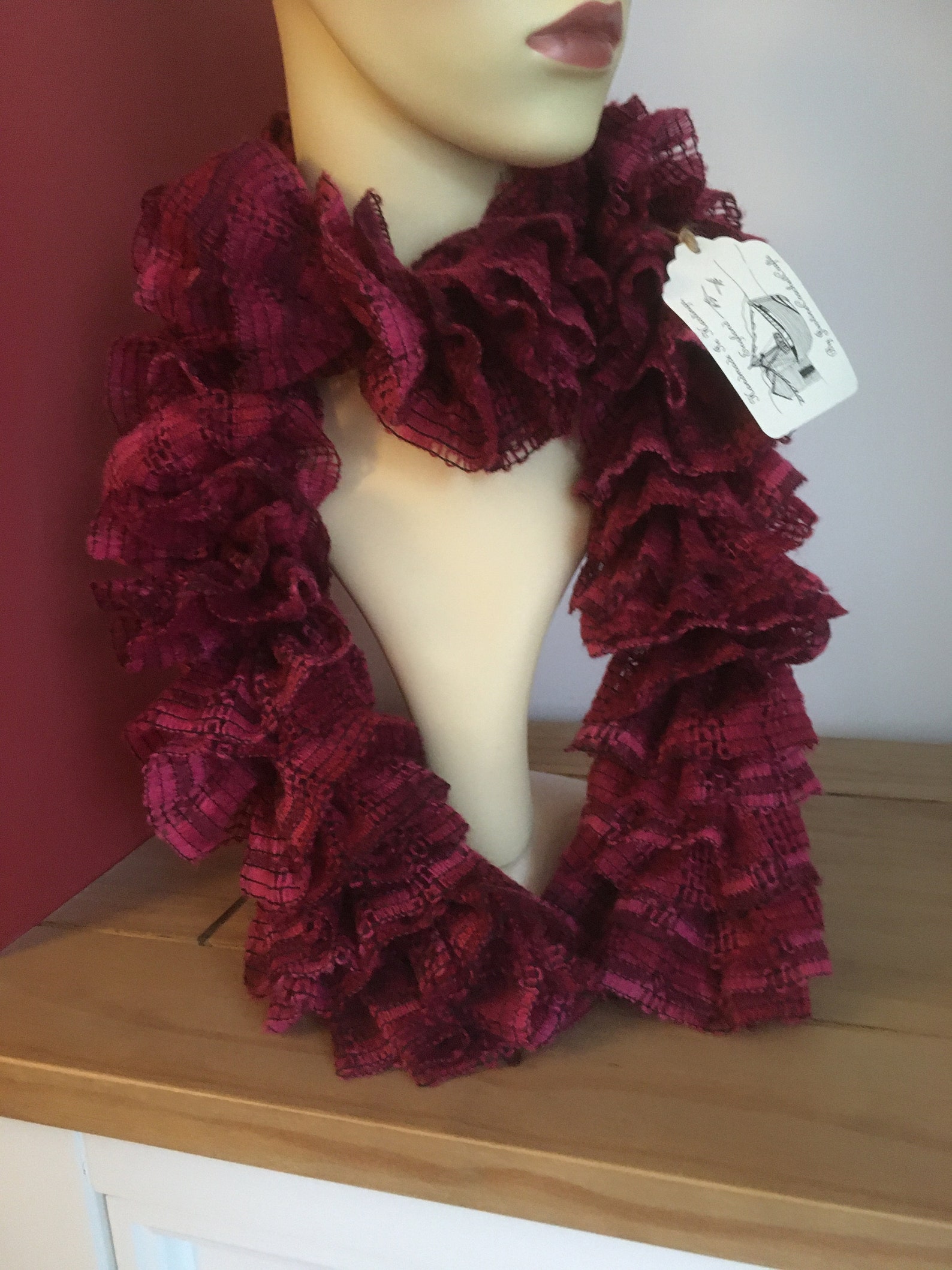 Boa scarf red scarf gift for her fancy scarf knitted | Etsy