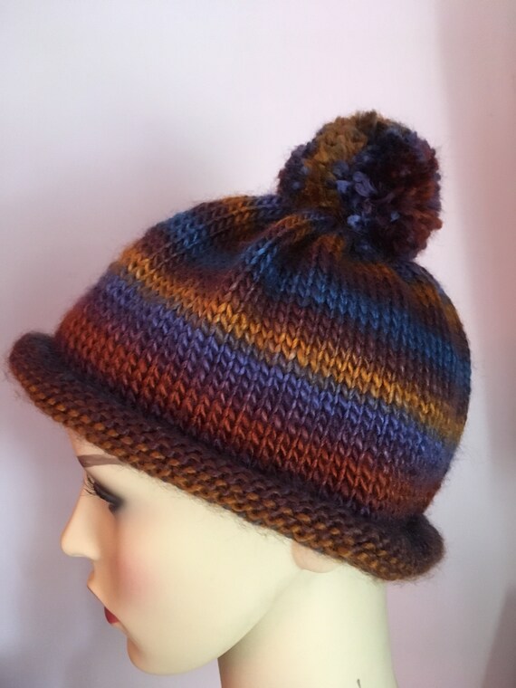 mens brown bobble hat