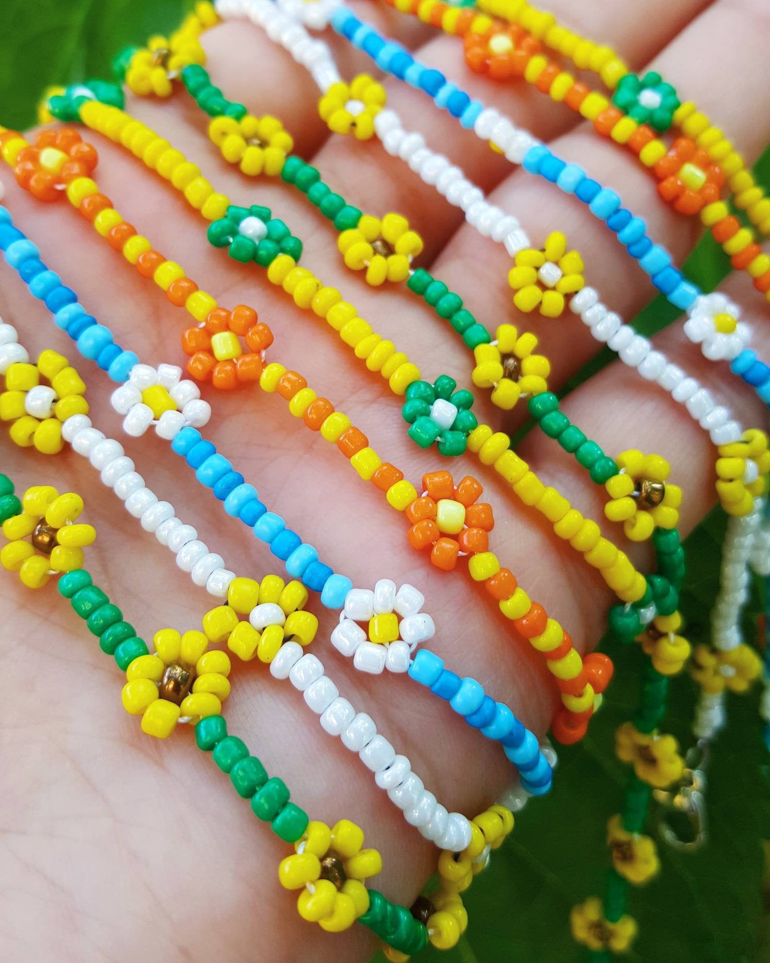 Beaded Flower Necklace Daisy Necklaces for Women Beaded Etsy