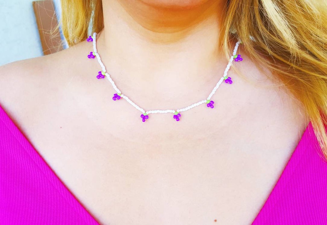 Beaded grape necklace grape necklaces for women colors Etsy