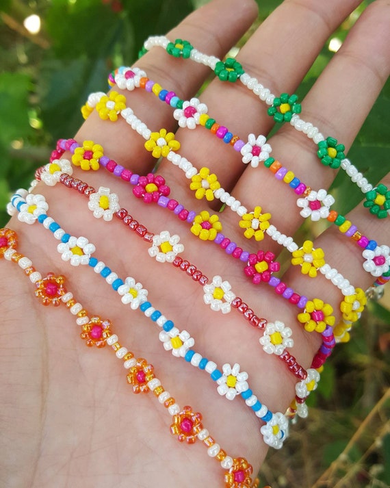 Pulsera De Margarita De Flor Linda Coreana Cuentas De Color Pulsera De Margarita De Flor Linda Coreana Cuentas De Color