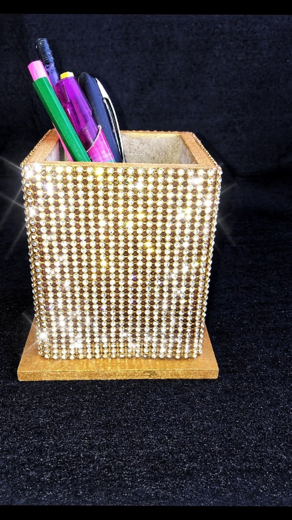 Wooden box organizer table dekor pencil case bright Etsy