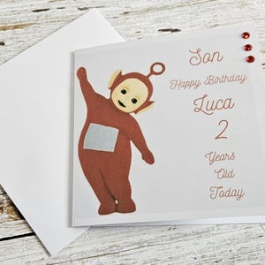 Teletubbies PO biglietto di auguri di compleanno personalizzato per figlio/nipote/figlia/nipote/sorella/fratello/nipote/amico