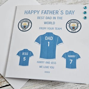Biglietto di auguri personalizzato per la festa del papà del Manchester City.