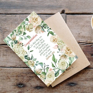 Natychmiastowe pobranie. Karta z gratulacjami ślubnymi White Rose, WYDRUKUJ SWOJE WŁASNE, Pusta karta, Natychmiastowe pobranie.