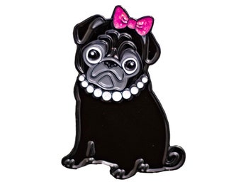 Black Pug Enamel Pin |  Cute Pug Pin | Sassy Pug Gift