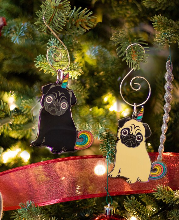 Pugicorn Christmas Ornament I Hard Enamel Pug Ornament