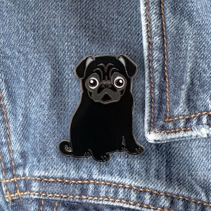 Black Pug Hard Enamel Pin |  Cute Pug Pin | Cute Pug Gift