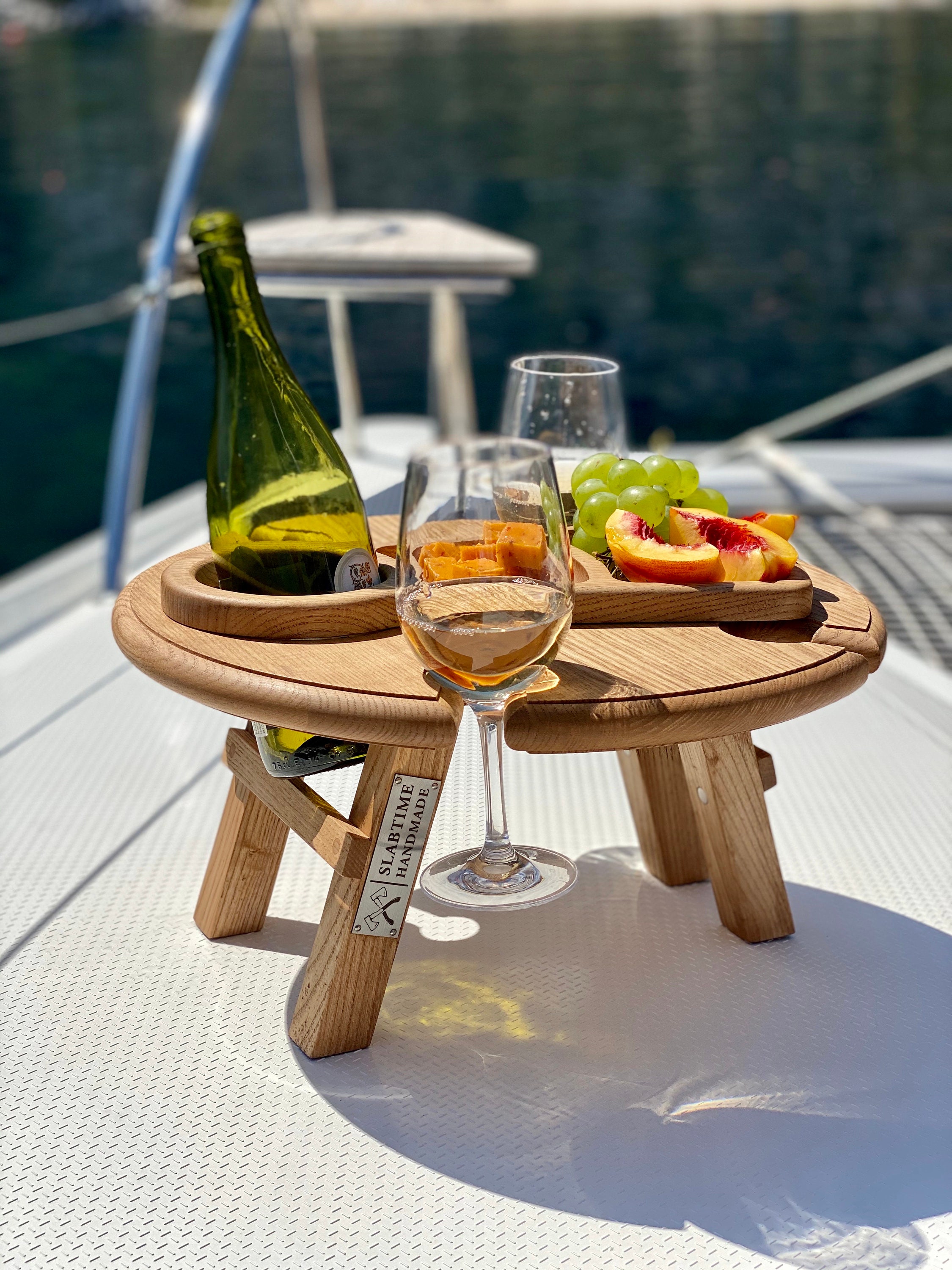 Handmade wine table with bottle and glass holders Folding Etsy
