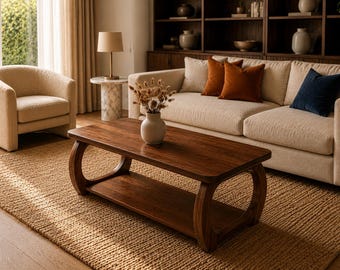 Solid Walnut Coffee Table | Valenor Collection | Handmade Modern Coffee Table | Custom Made in USA