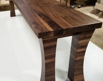 Handmade Walnut Entryway Bench, Hallway Bench with Curved Legs