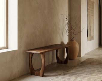 Solid Walnut Entryway Bench | Handmade Modern Bench | Custom Walnut Bench | Valenor Collection | Made in USA