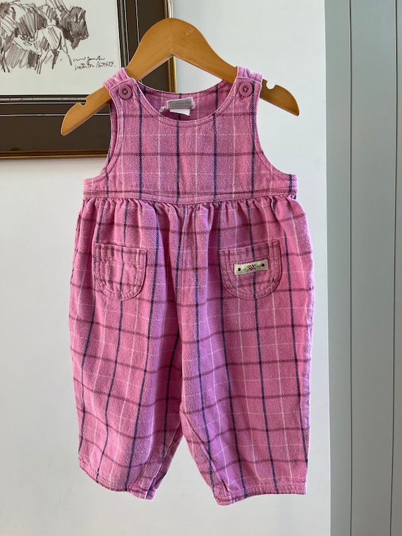 Vintage Carters baby girl plaid flannel jumper / V