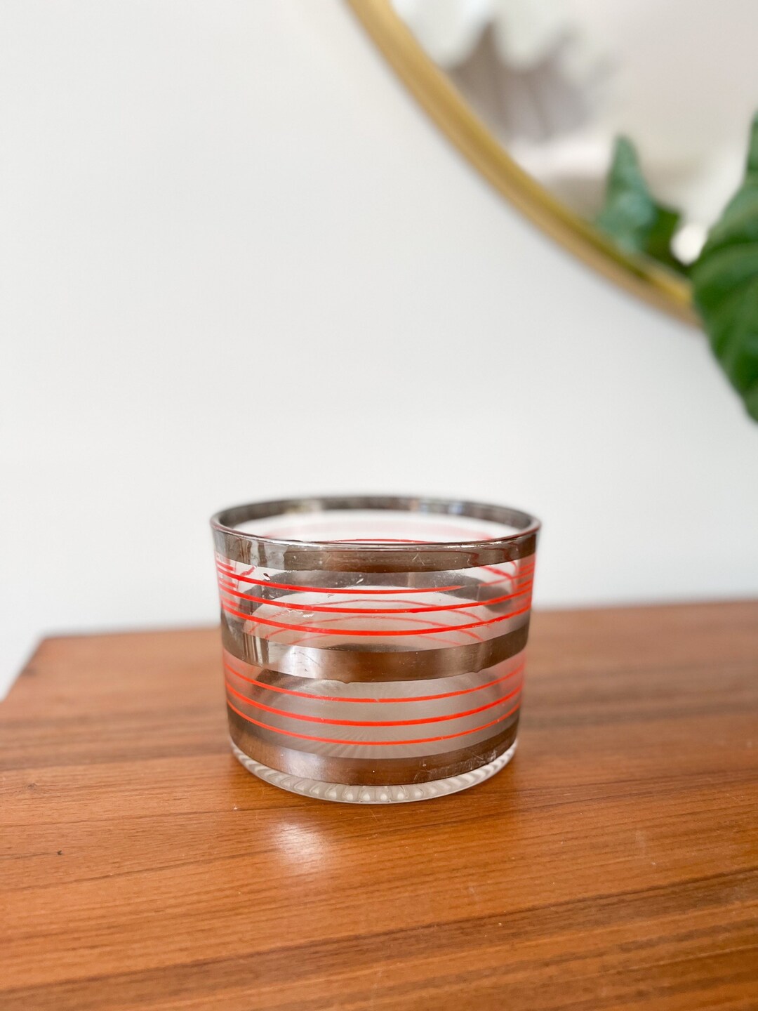 Vintage Striped Small Glass Ice Bucket Etsy