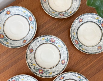 Antique Burgess & Leigh England Premier  floral saucers - set of 6