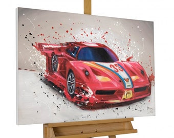 Peinture acrylique 'Flash rouge' 90 x 60 cm