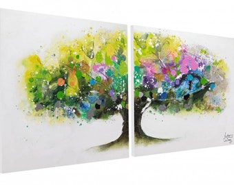 Acrylic Painting ' Rainbow Tree ' 160 x 80 cm